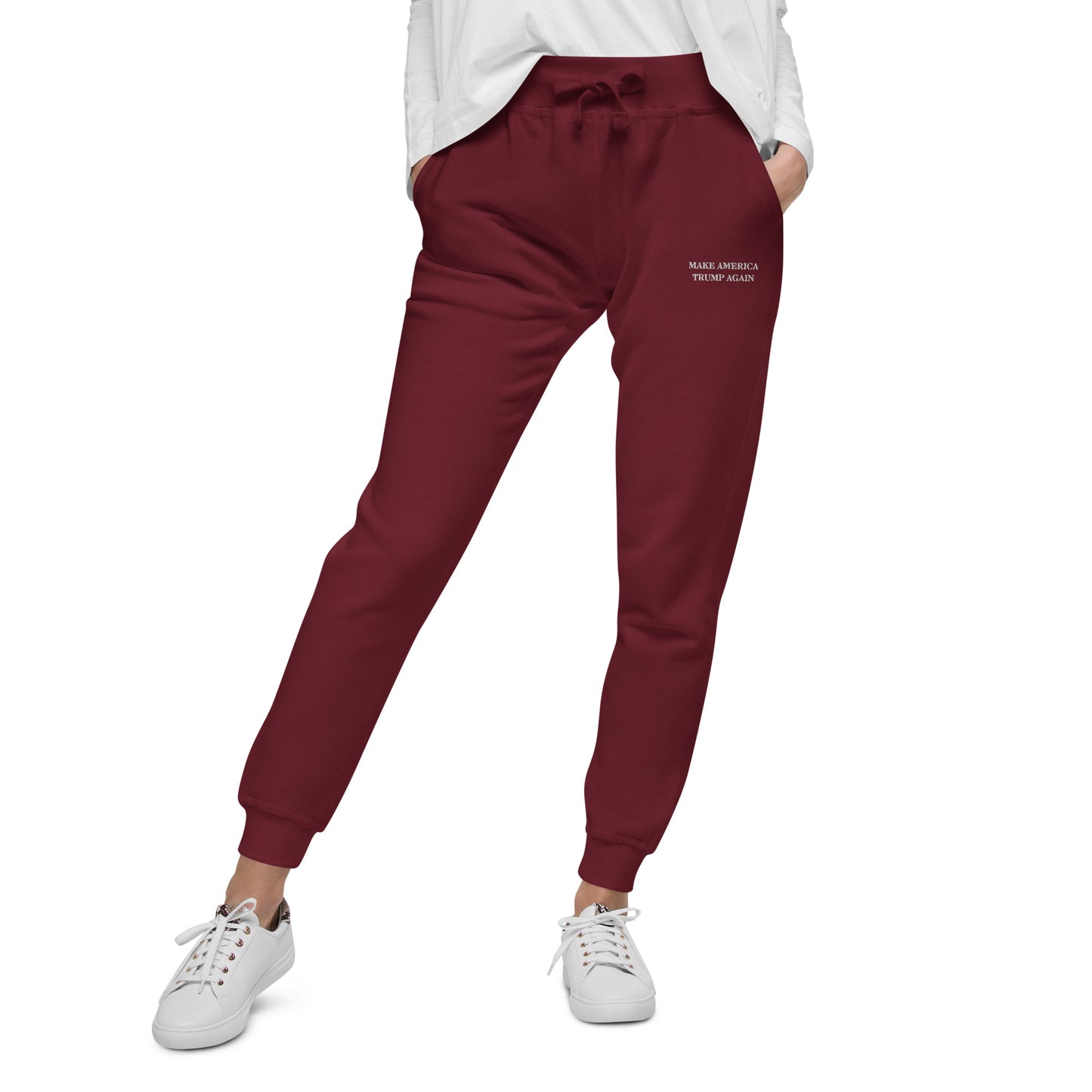 "Make America Trump Again" Unisex Fleece Sweatpants (Maroon)