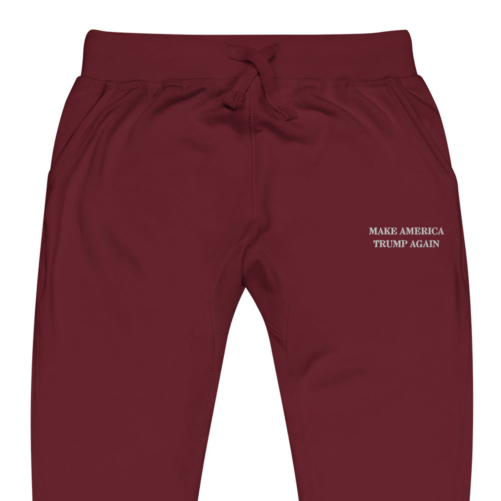 "Make America Trump Again" Unisex Fleece Sweatpants (Maroon)