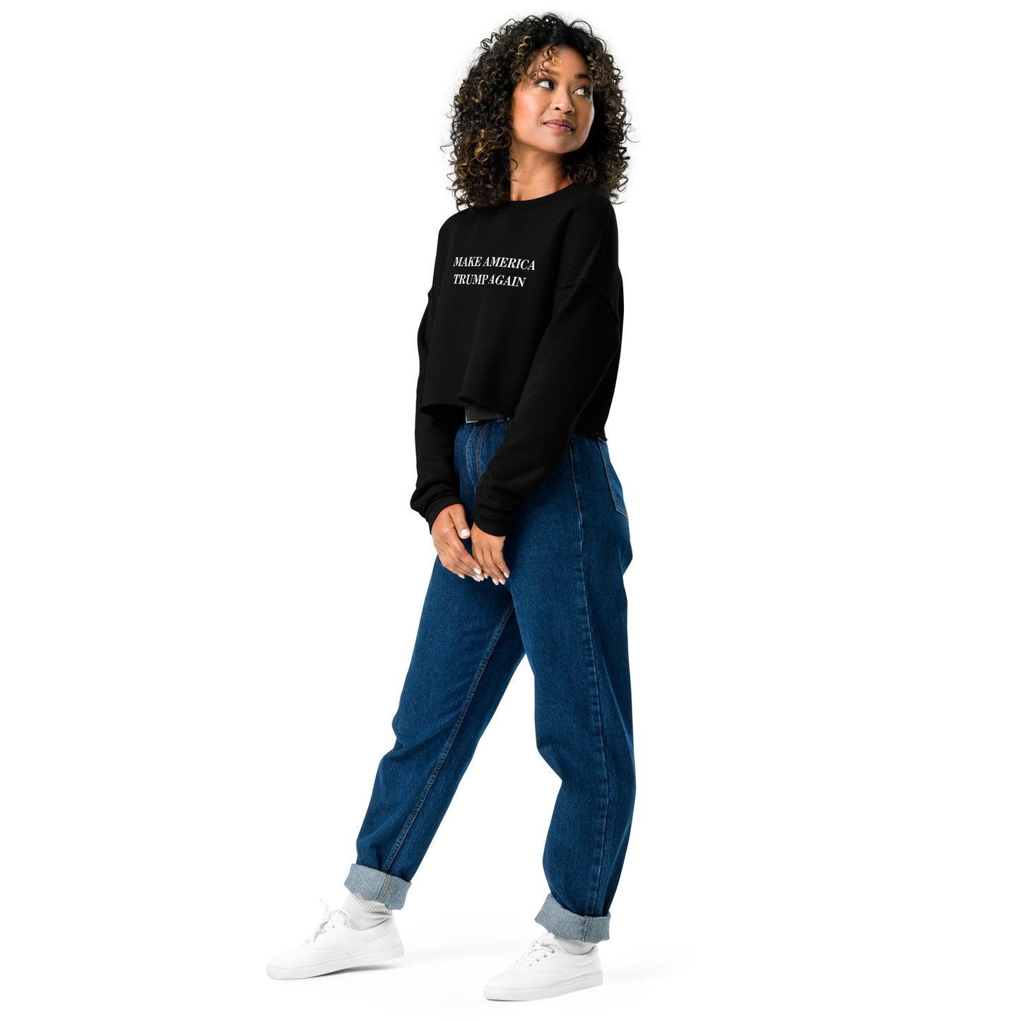 "Make America Trump Again" Women's Cropped Sweatshirt (Black)